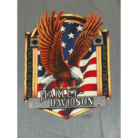Vintage Harley-Davidson 3D Emblem Tag Large T-Shirt‎ Single Stitch